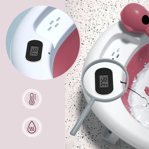 Saliekama vanniņa zīdaiņiem ar termometru, ieliktni un statīvu - krāsa netīri rozā