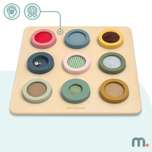 Koka Montessori sensoriskā tāfele – 9 tekstūras taustes maņas atklāšanai un attīstīšanai