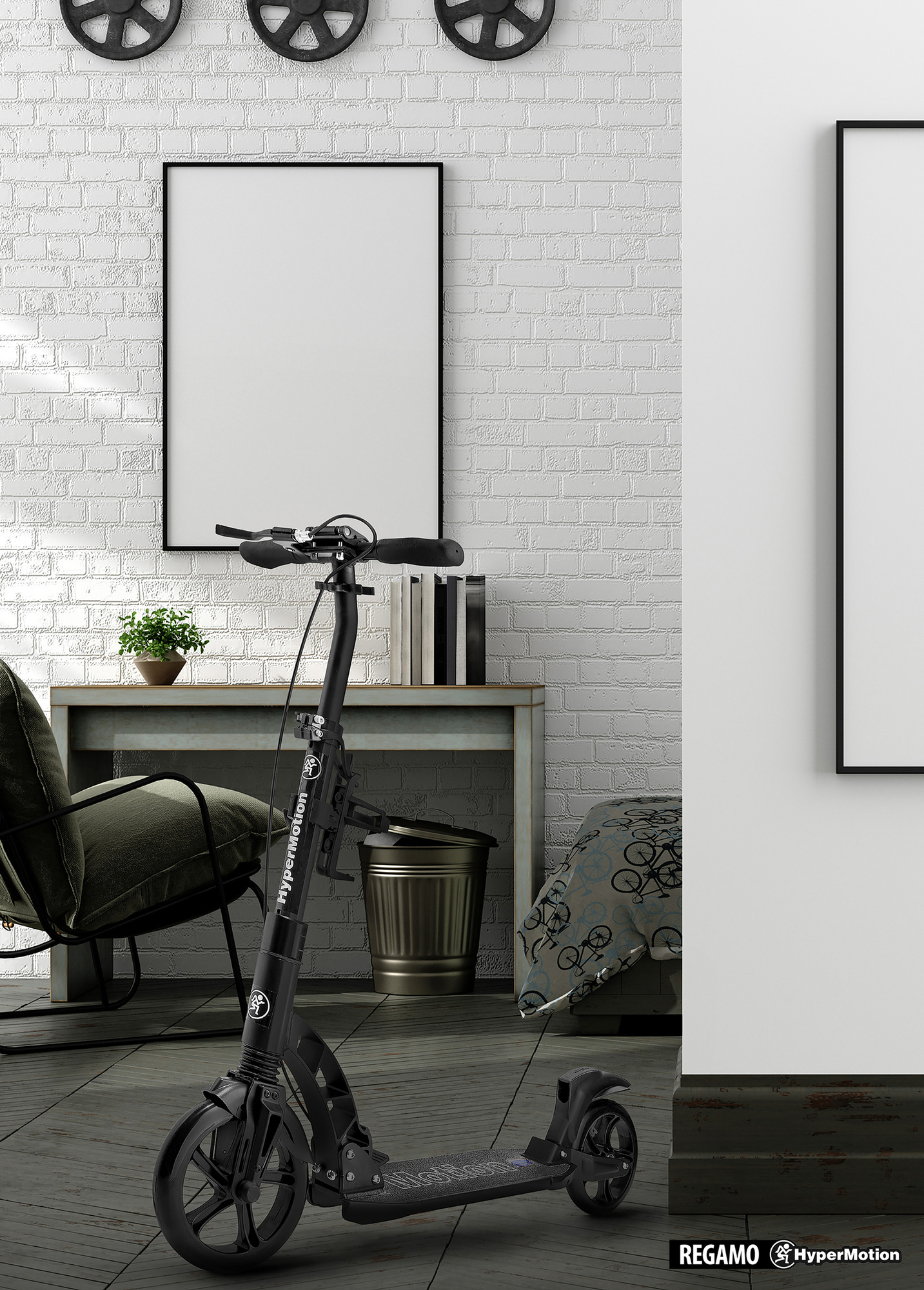 HyperMotion REGAMO skrejritenis pieaugušajiem - melns