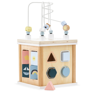 Koka izglītojošais kubs ar pārklāšanos - formu šķirotājs