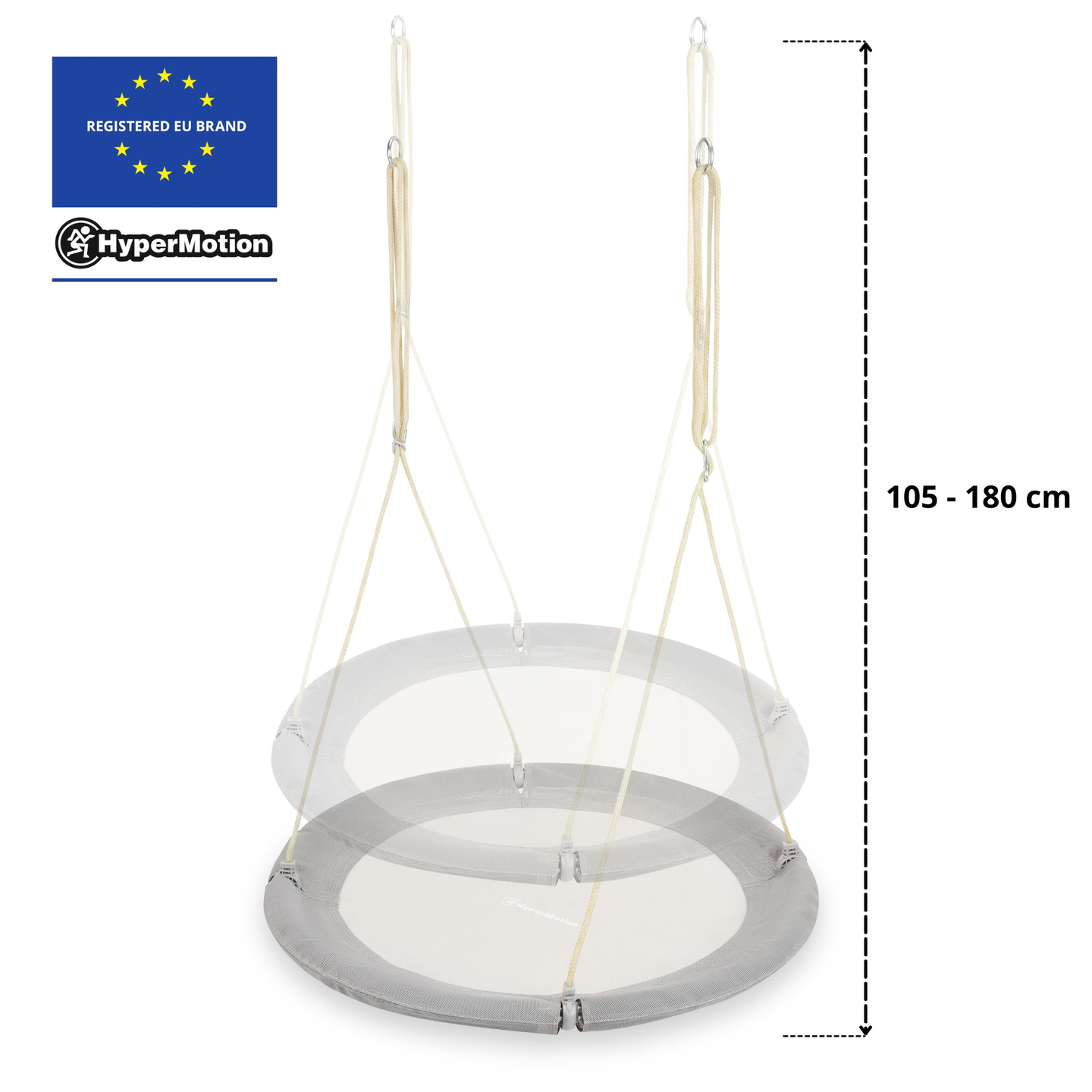 HyperMotion stārķa ligzdas šūpoles - 100 cm diametrs, pelēkā krāsā