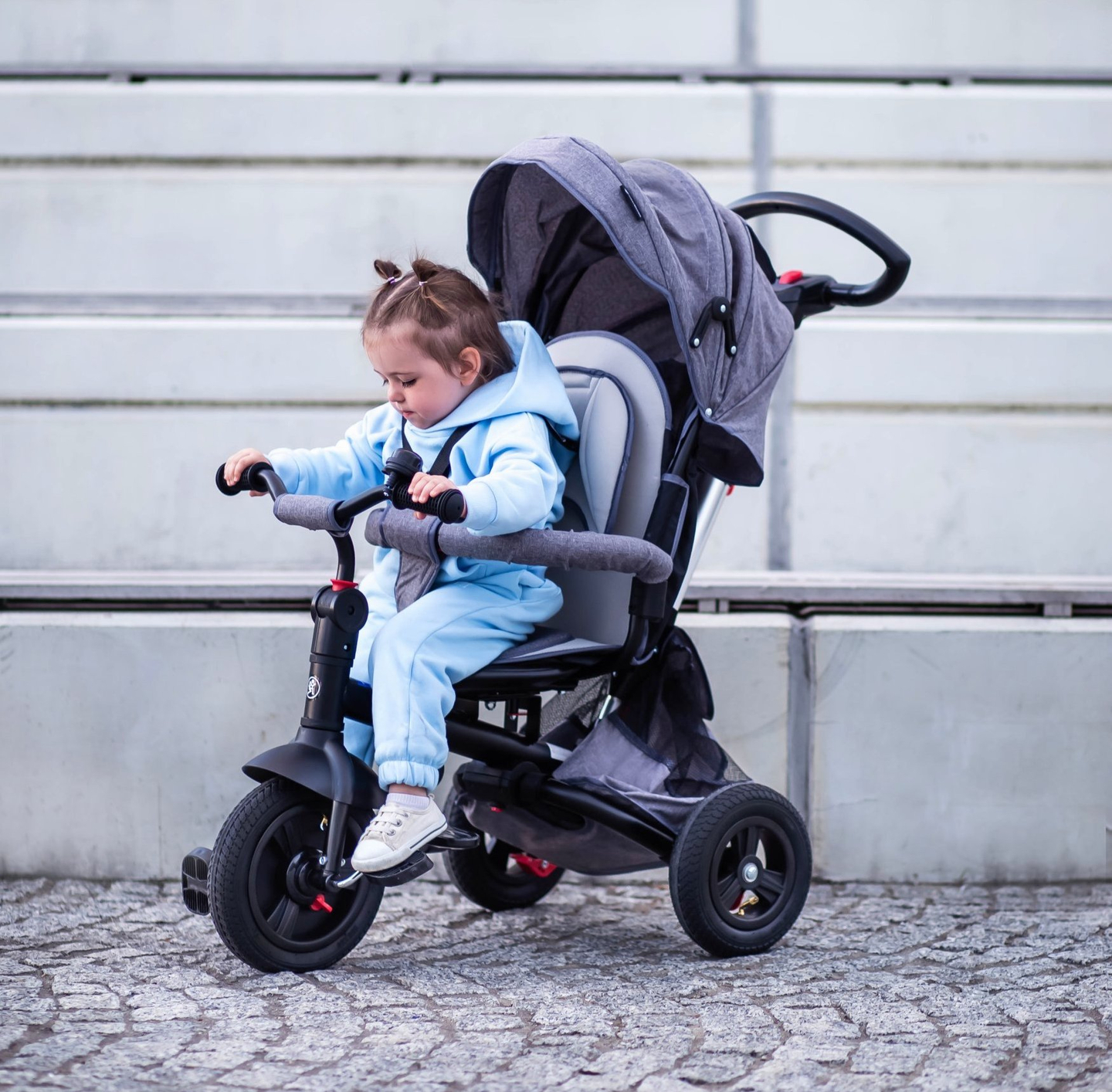 Tobi Velar trīsritenis + lietus plēve - pelēks