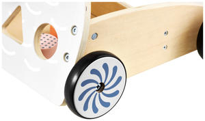 Koka daudzfunkcionāls stūmējs - stūmējs - ratiņi ar klučiem - Pūce