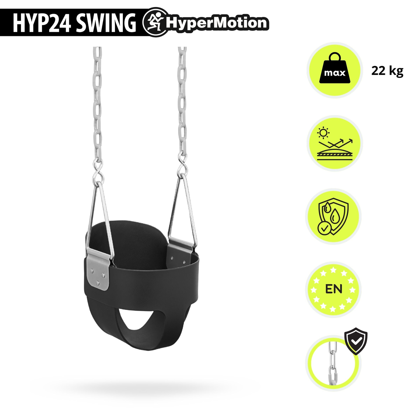 Bērniem paredzētās ķēdes šūpoles HyperMotion ar augstu atzveltni