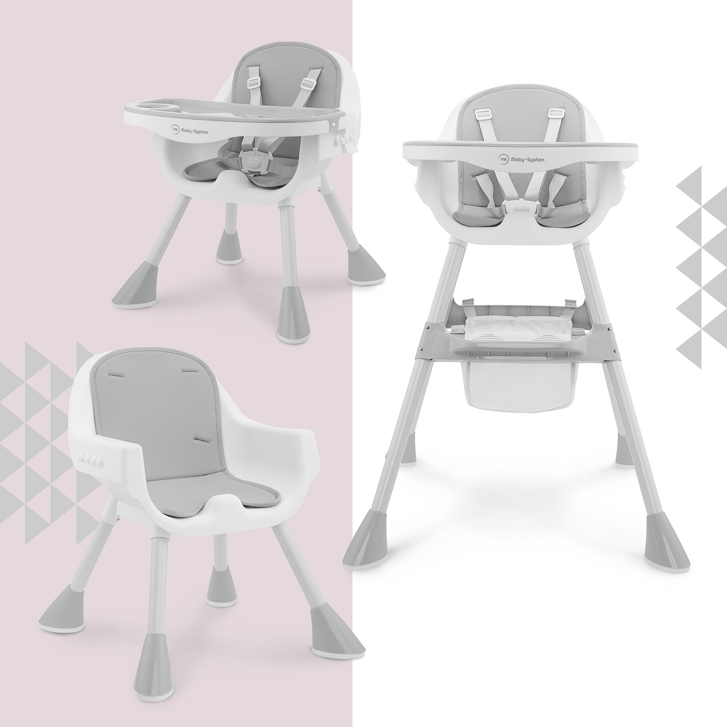 Moby-System Magnolia 2-in-1 regulējams bērnu krēsls - pelēks