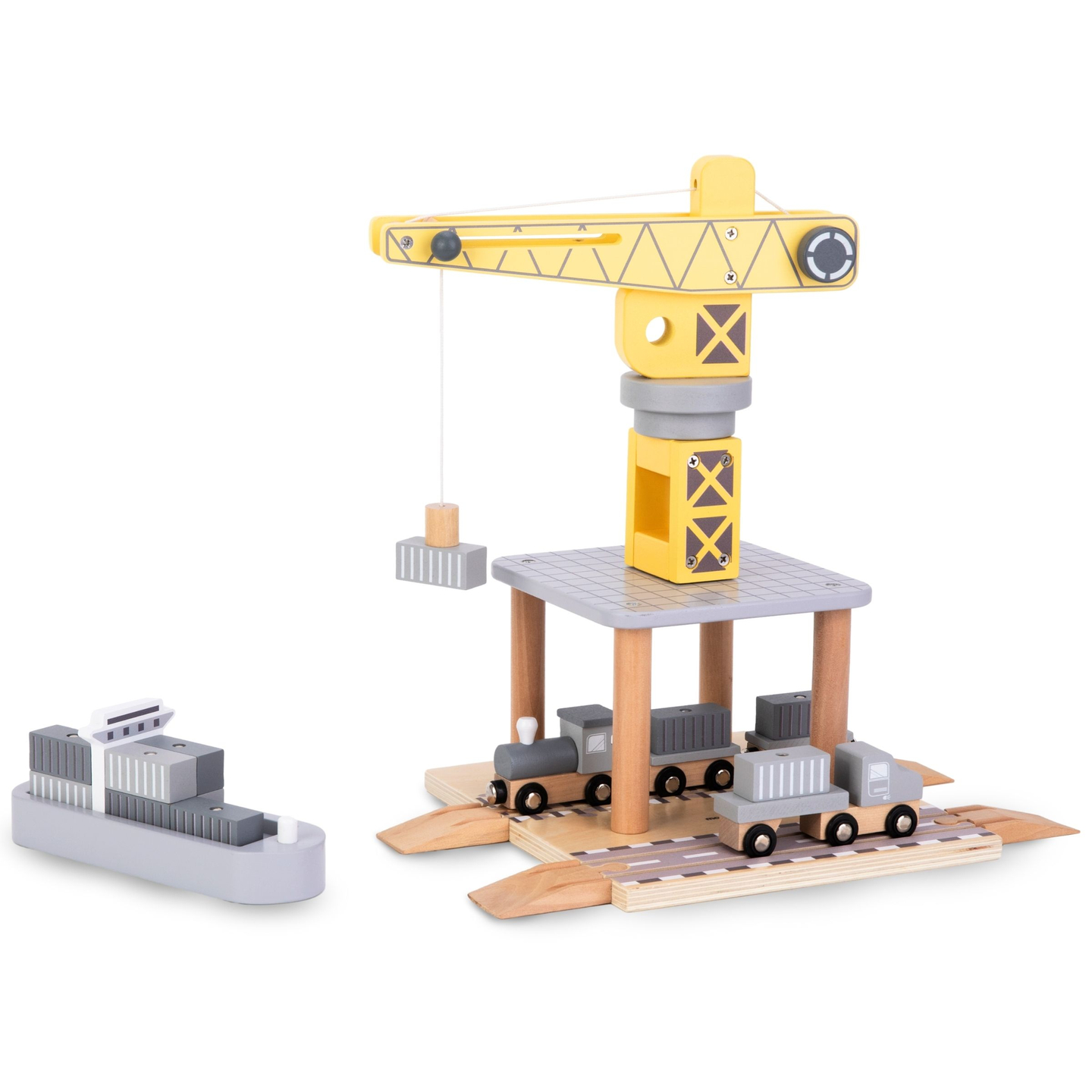 Mobilais ostas celtnis ar magnētisko vinču un piederumiem - koka komplekts