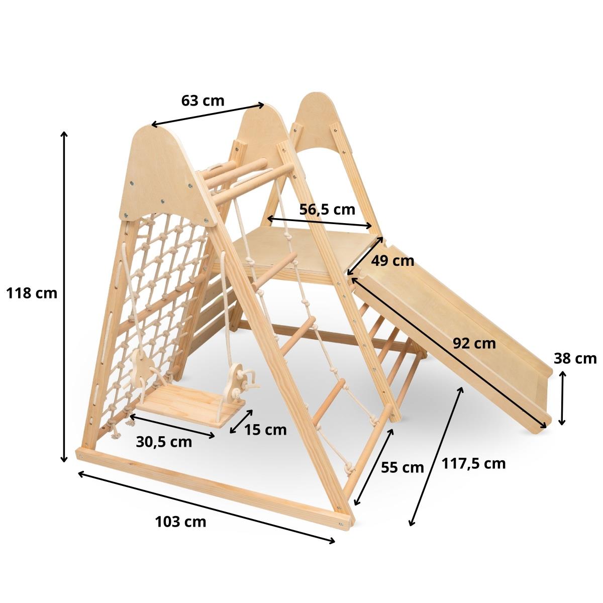 Koka mājas rotaļu laukums XL 5in1