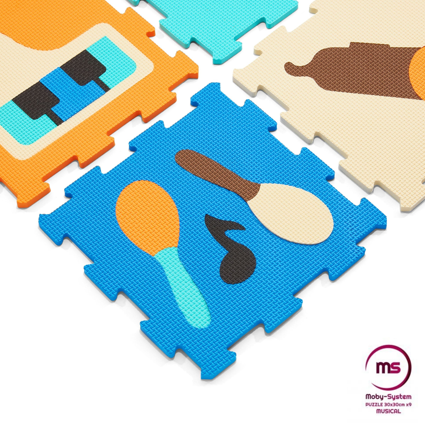 Izglītojošs putuplasta puzles paklājs 90 x 90 x 1cm - EVA putas - dizains: instrumenti