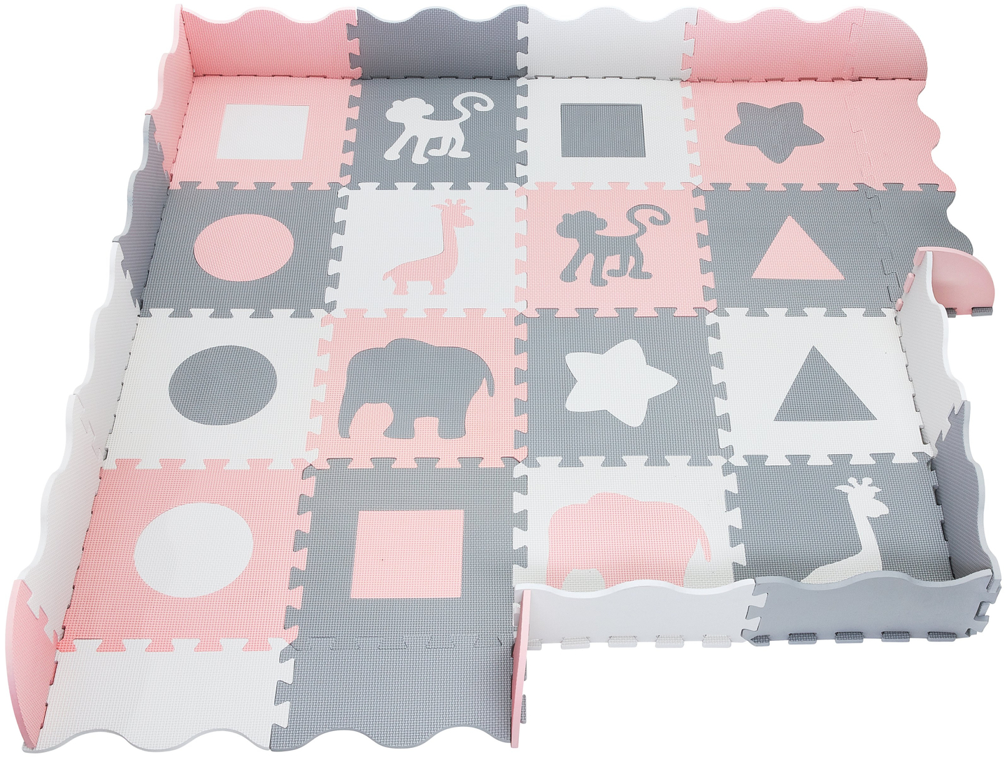 Putu paklājs XL 150 x 150 x 1cm ar apmali - EVA putas - rozā krāsā