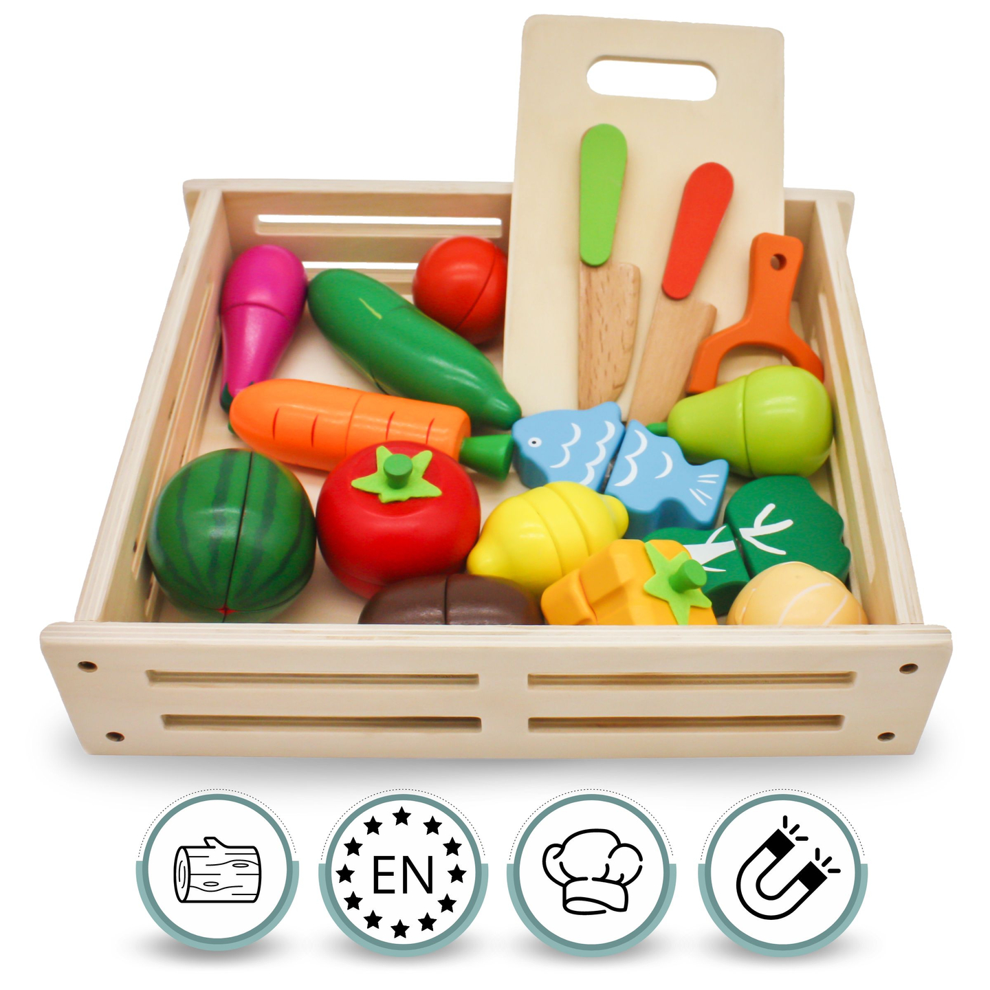 Koka augļi un dārzeņi griešanai