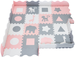 Putu paklājs XL 150 x 150 x 1cm ar apmali - EVA putas - rozā krāsā