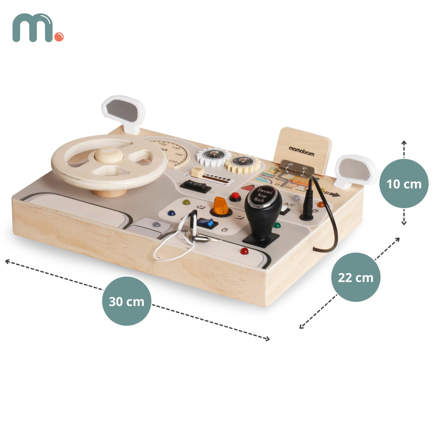 Montessori koka spēļu dēlis maziem bērniem - automašīnas instrumentu panelis