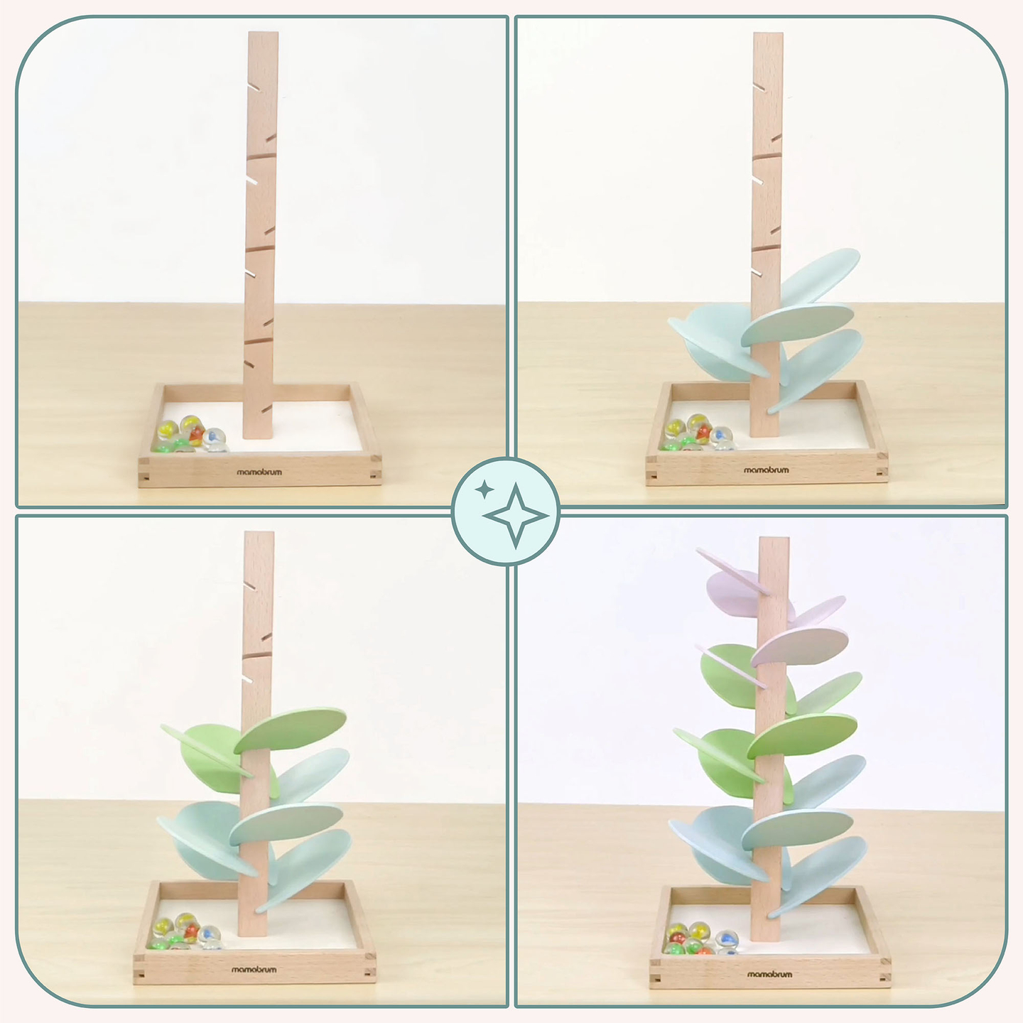 Koka kulodroms - skaņas koks ar bumbiņām