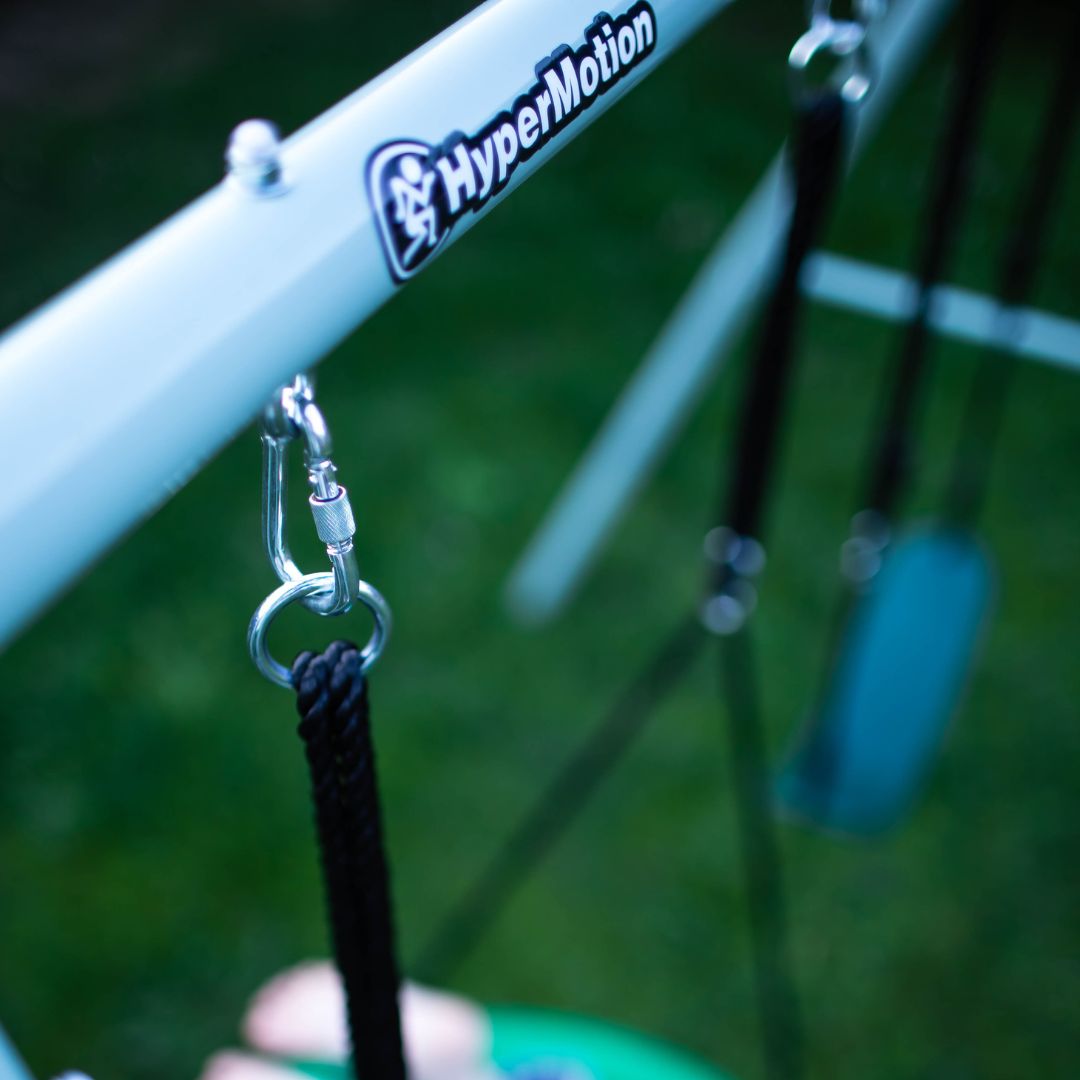 Dubultās dārza šūpoles ar rāmi un virvēm - sēdeklis un stārķa ligzda