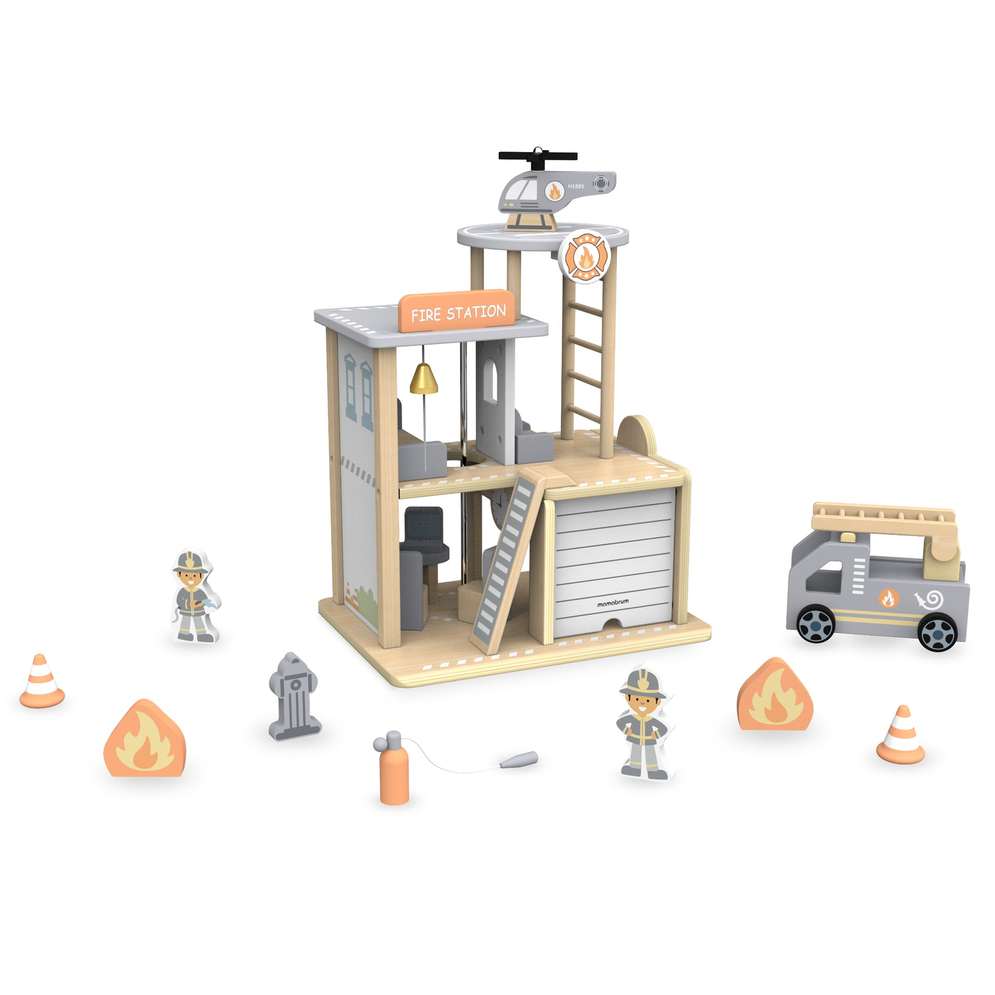 Koka ugunsdzēsēju stacija ar piederumiem, ugunsdzēsēju brigāde
