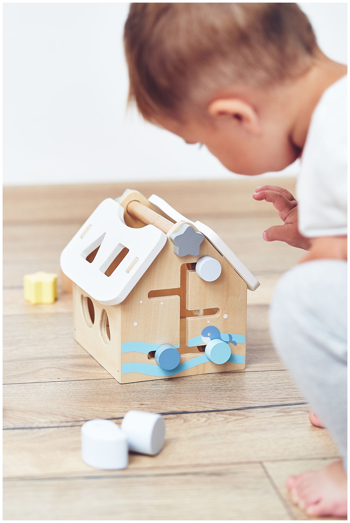 Sorteris - izglītojoša koka māja ar klucīšiem