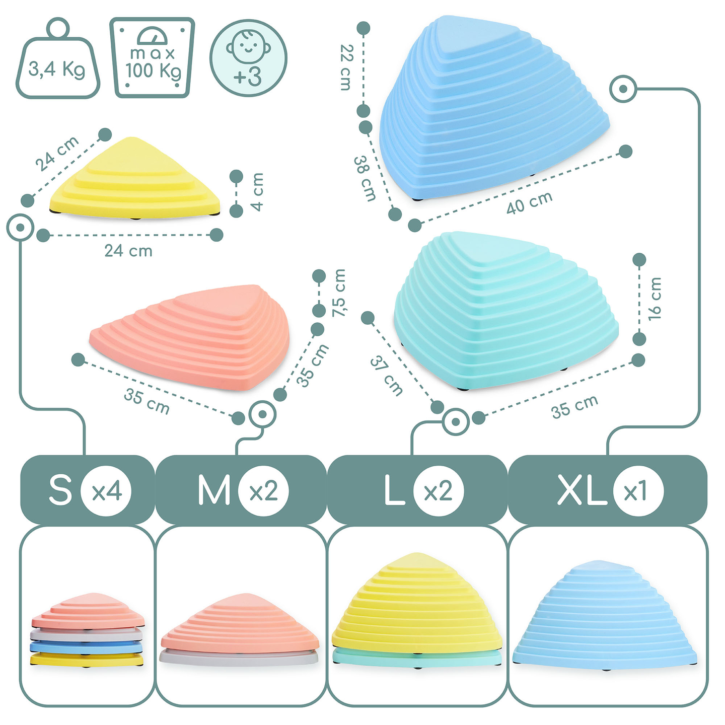 Krāsaini balansēšanas akmentiņi - 9 gab