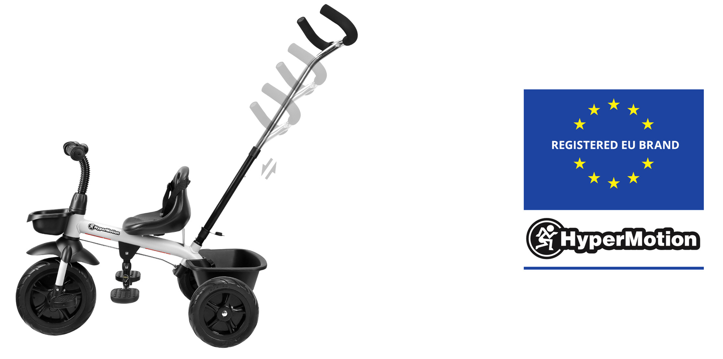 HyperMotion TOBI VECTOR trīsritenis - mūžīgie piepūšamie riteņi + stūres stienis. Krāsa: gaiši pelēka.