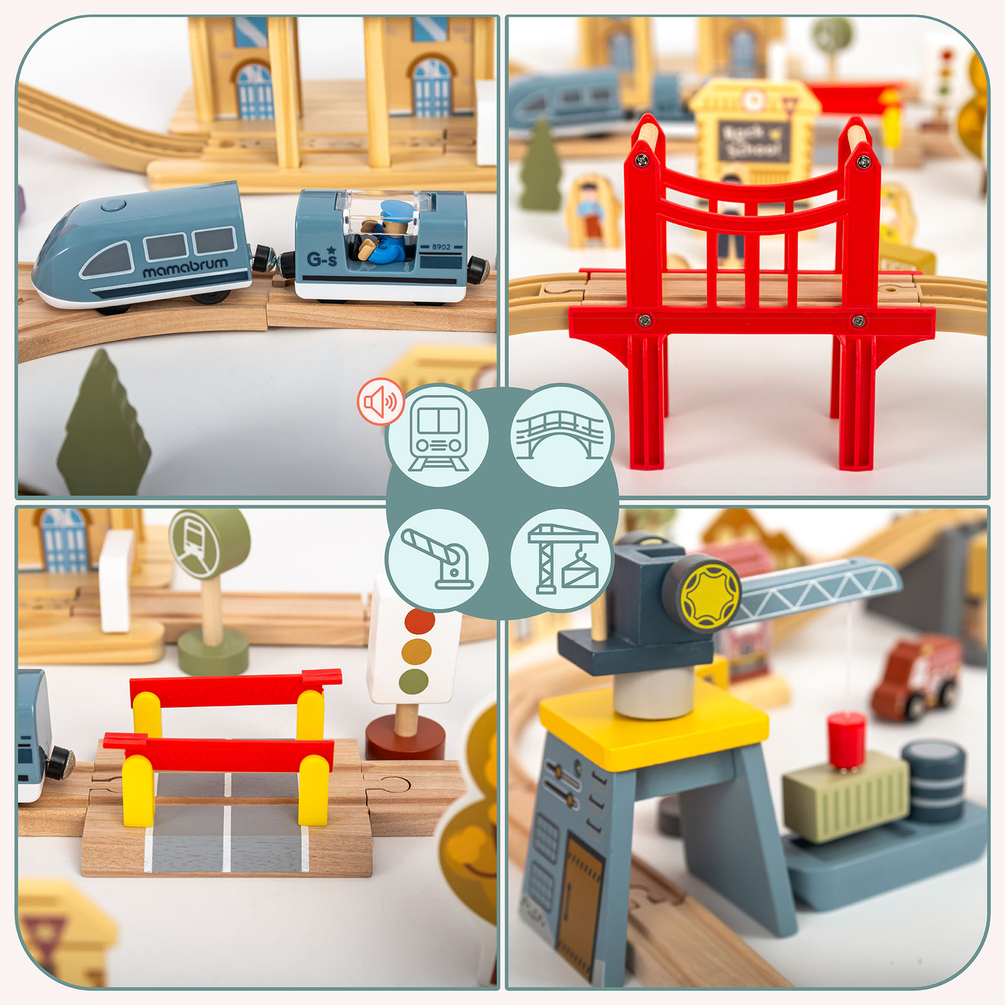 Koka pilsētas dzelzceļš ar elektrovilcienu - pārvietojamu celtni, kuģi, tiltiem