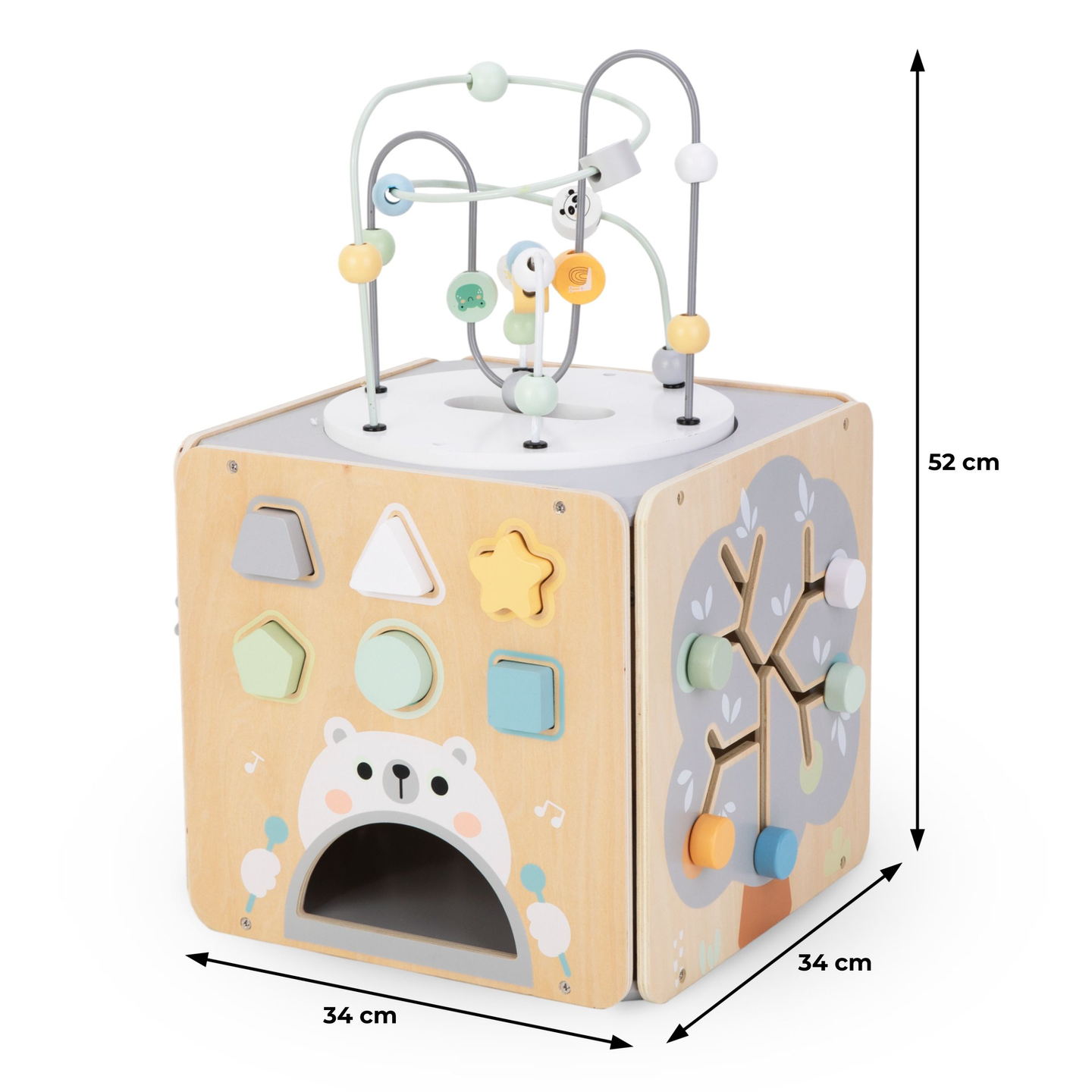 Liels koka aktivitāšu kubs ar cilpu - Montessori