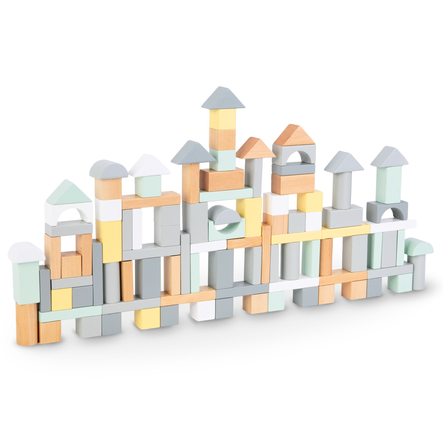 Pasteļu koka klucīši - 100 XL gabalu komplekts