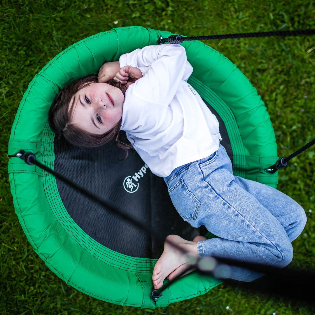 Dubultās dārza šūpoles ar rāmi un virvēm - sēdeklis un stārķa ligzda