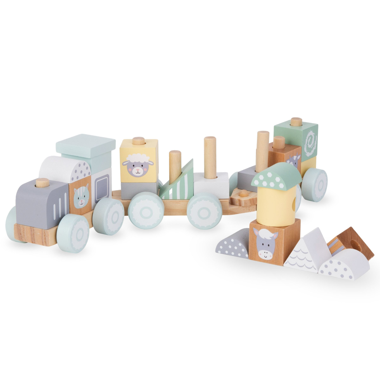 Koka vilciens ar blokiem zēnam - Ferma