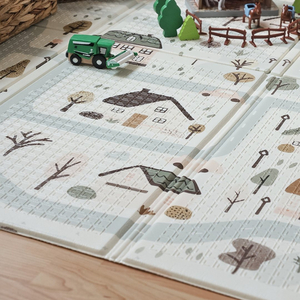 Abpusēji salokāms putuplasta paklājiņš 180 x 120 x 1cm - Charming Town/Sand Beige