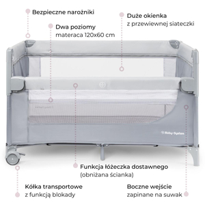 Cieši 3-in-1 pārnēsājamā gultiņa ar pārtinamo galdu, matraci un pārnēsāšanas somu