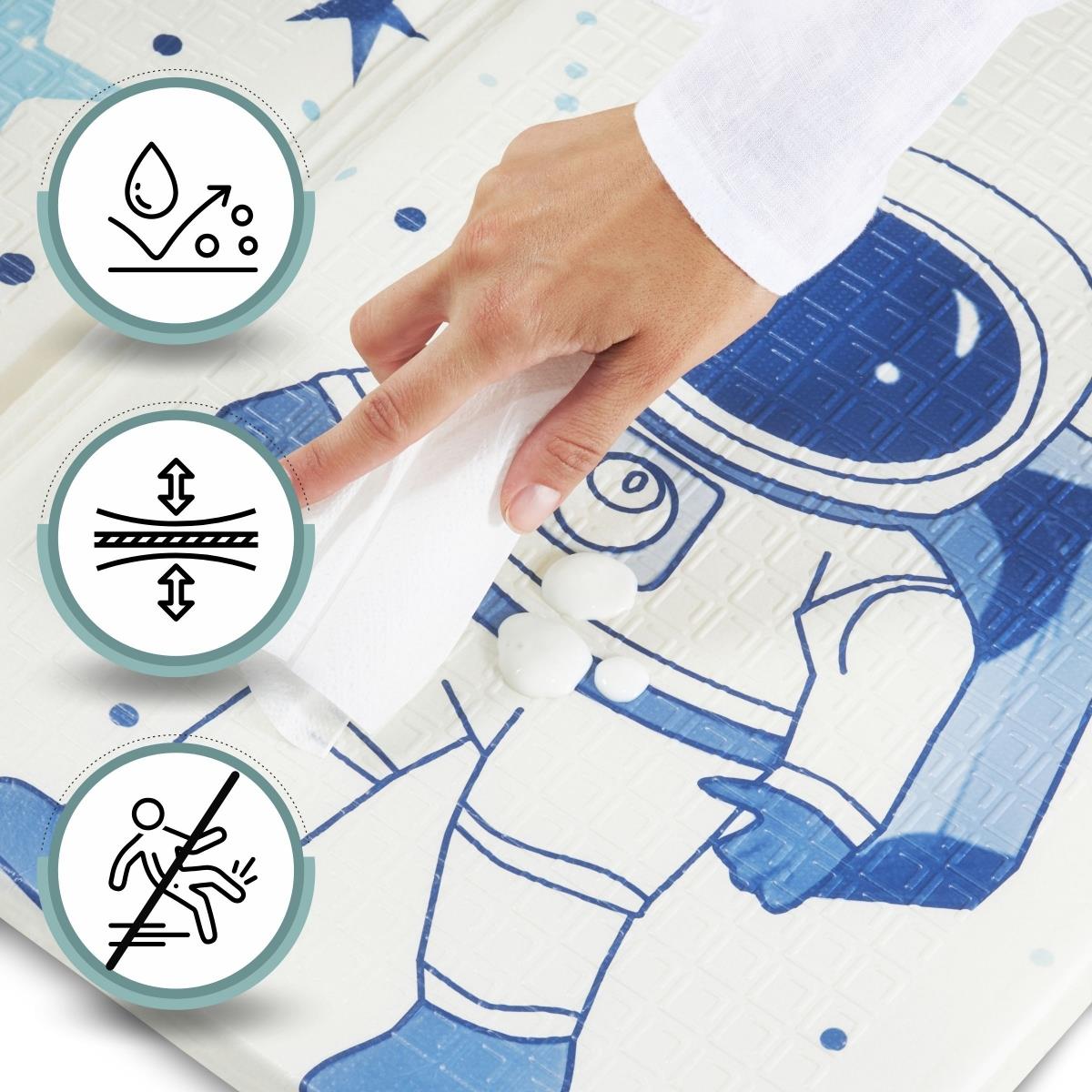 Abpusēji salokāms putuplasta paklājs 180 x 120 x 1cm - Kosmoss/Geometriskie trīsstūri