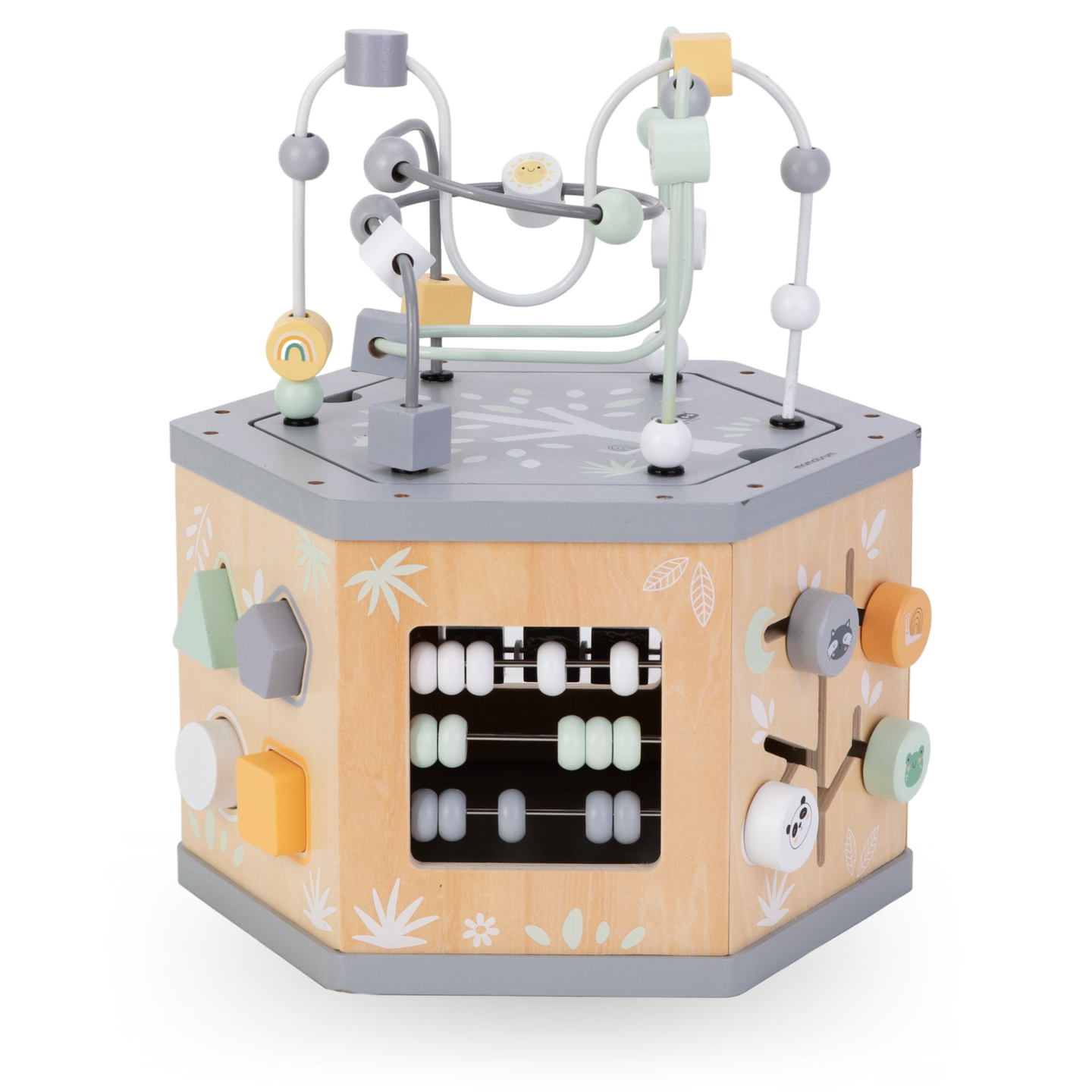 Interaktīvs 7-in-1 koka izglītojošais kubs - motoriskā cilpa