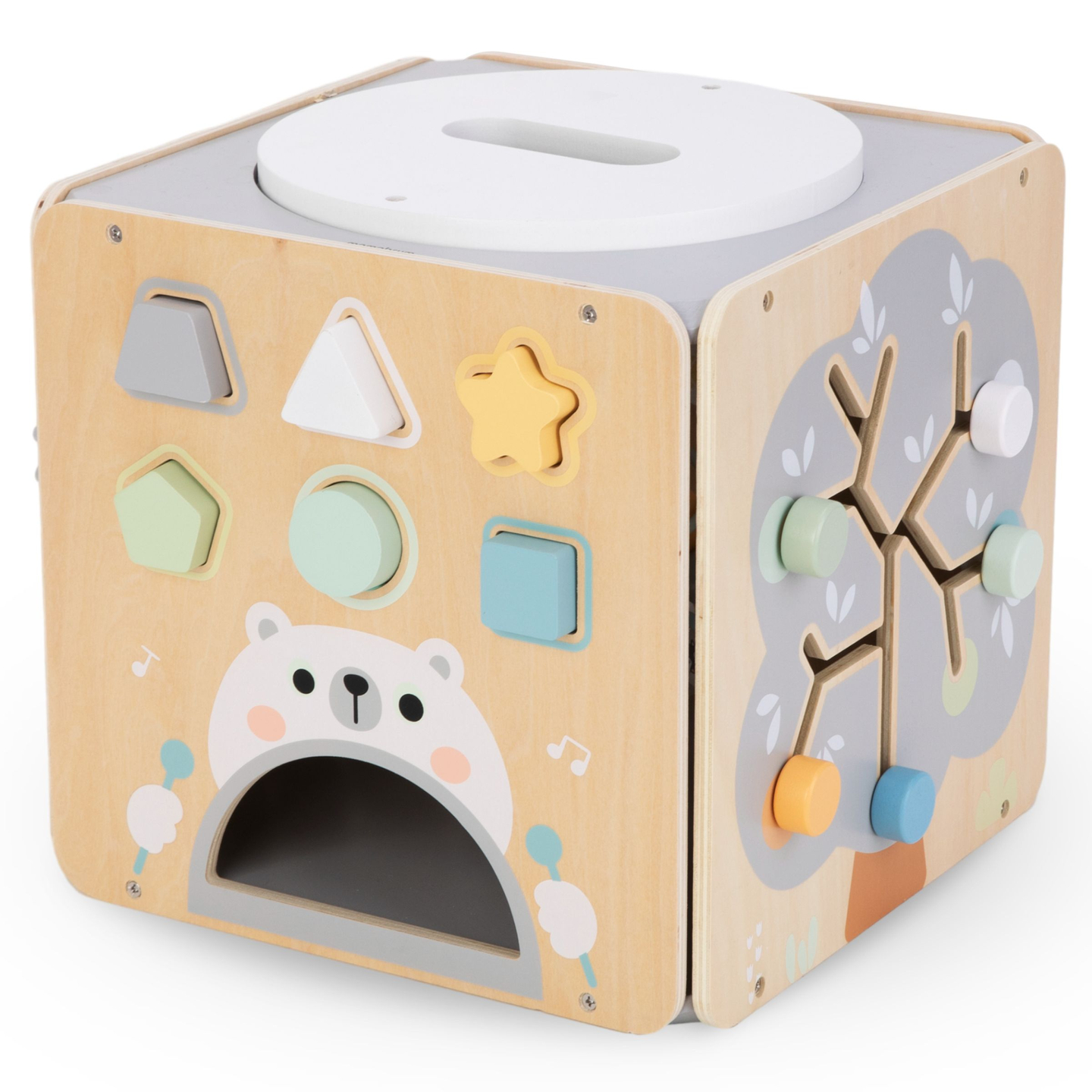 Liels koka aktivitāšu kubs ar cilpu - Montessori