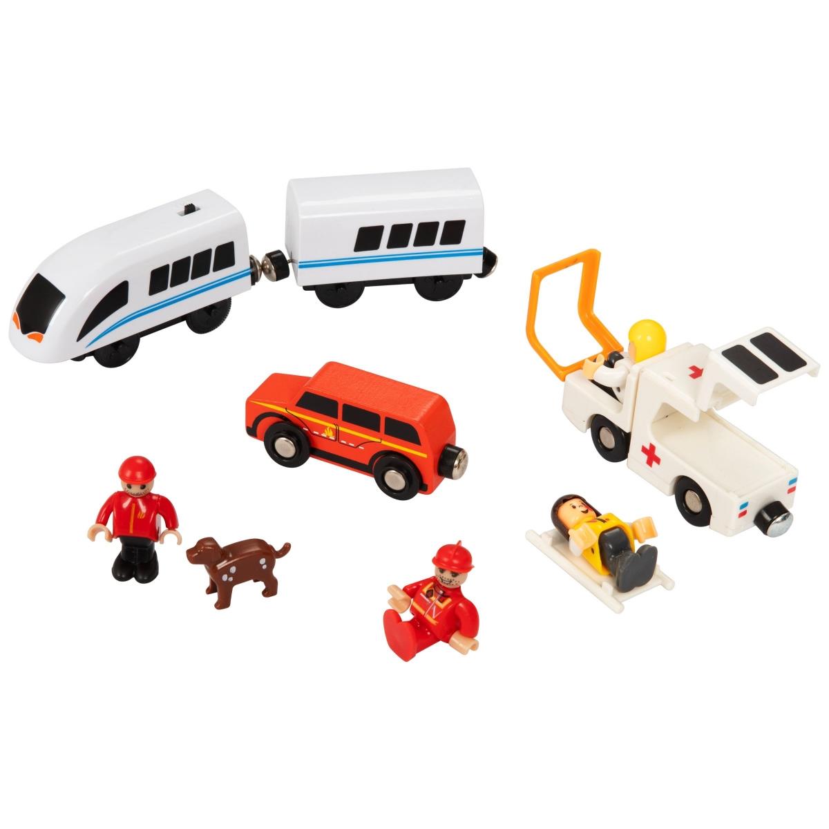 Koka vilciens, ar akumulatoru darbināms vilciens - Ugunsdzēsēji, sliedes, automašīnas, tilti, barjera