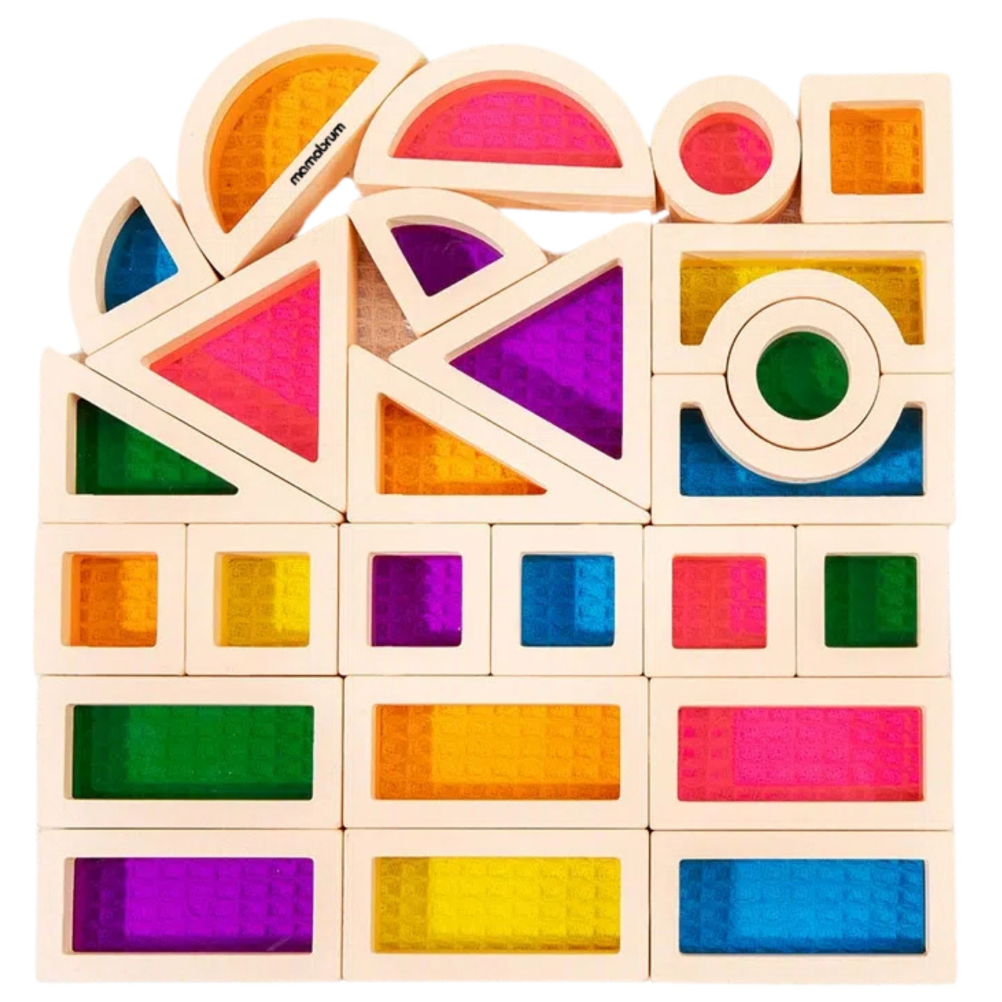 Varavīksnes koka klucīši - 25 elementi