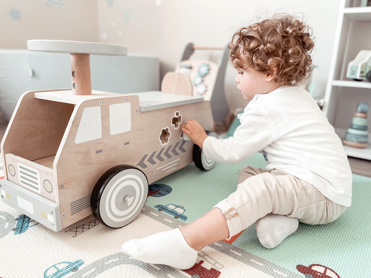 Koka velosipēds, automašīna, automašīna ar blokiem