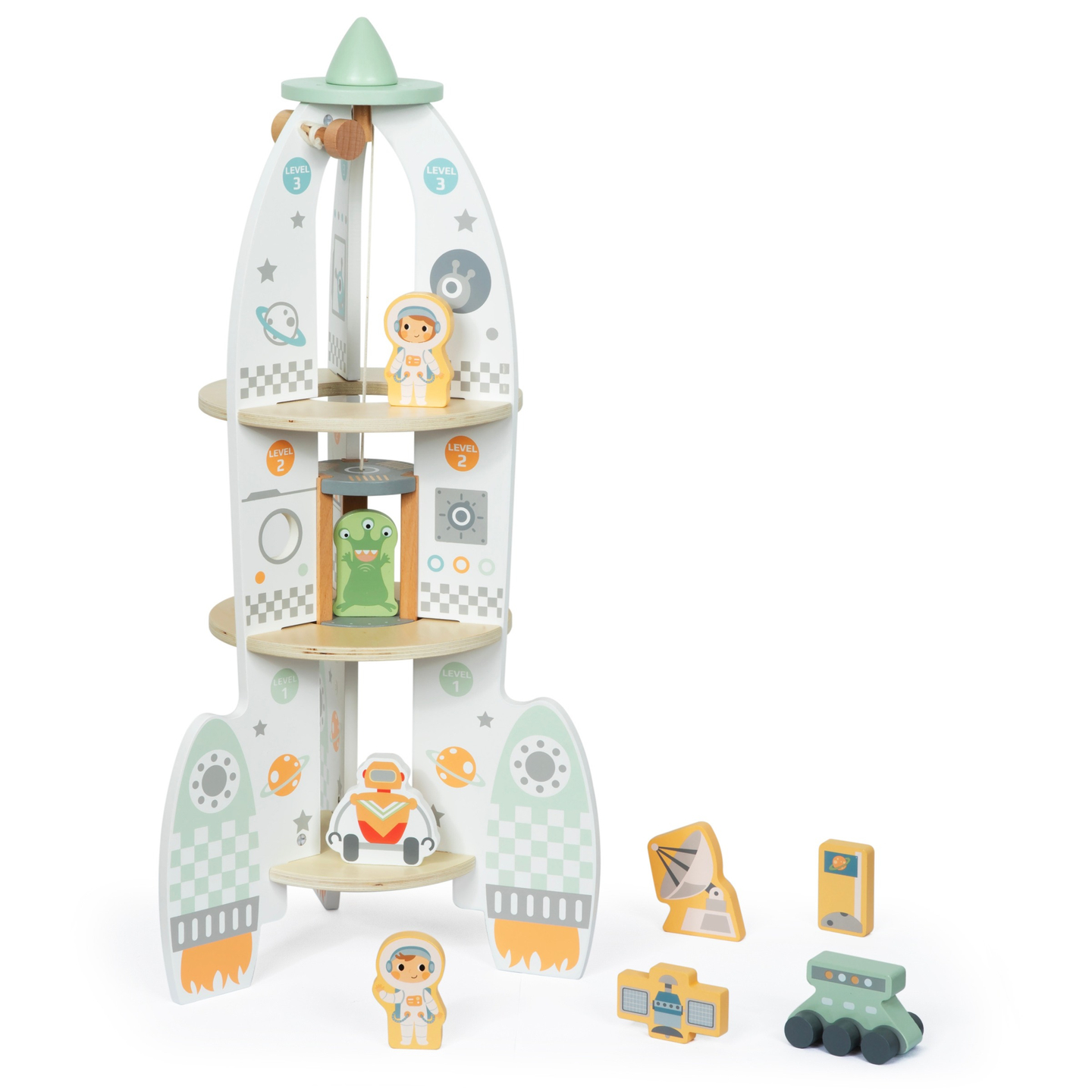 Liela koka kosmosa raķete ar liftu un piederumiem - XXL