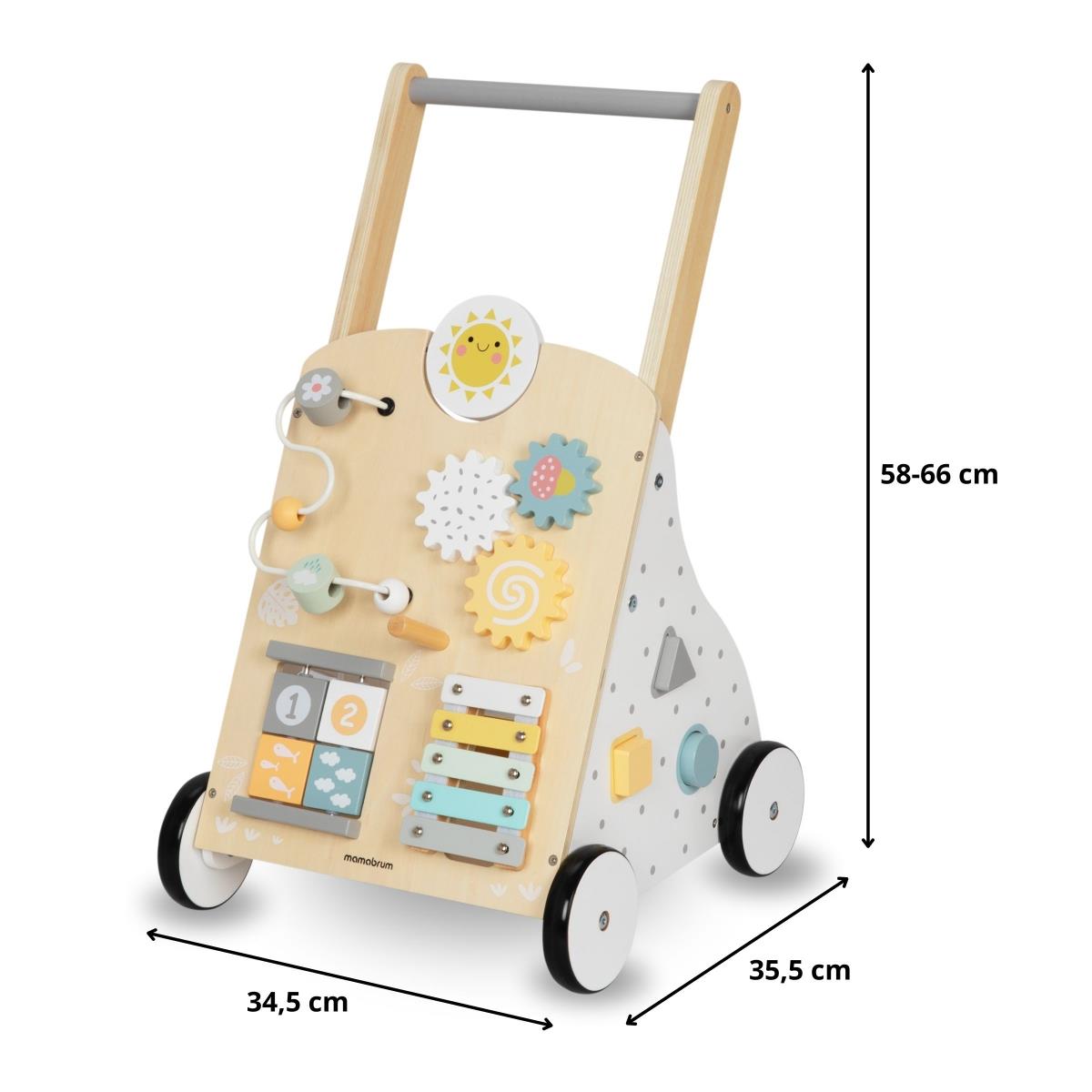 Izglītojoša koka staigule 8in1 / bērnu stūmējs - manipulatīvā tāfele