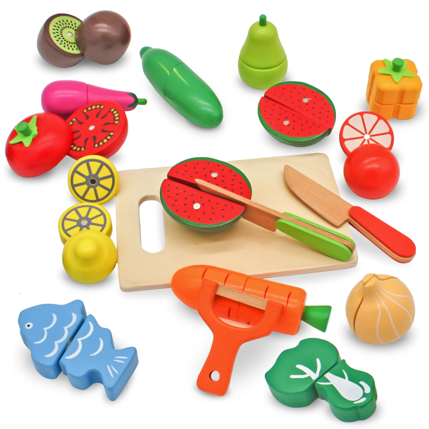 Koka augļi un dārzeņi griešanai