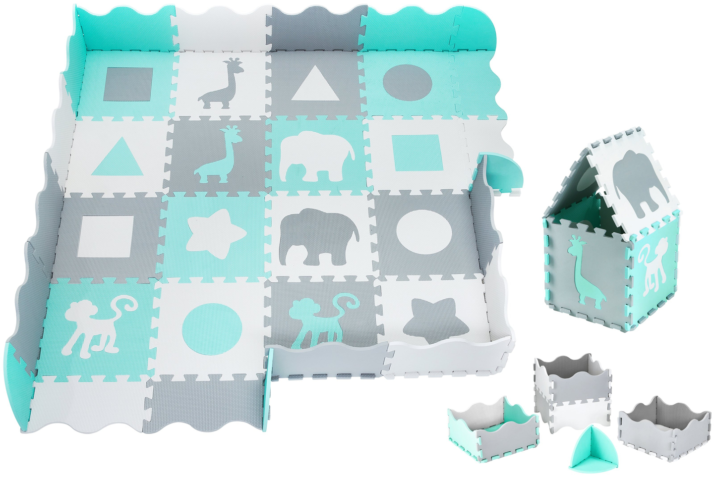 Putuplasta paklājiņš XL 150 x 150 x 1cm ar apmali - EVA putas - piparmētra