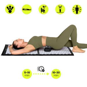 Liels akupresūras paklājiņš ar spilvenu un pārvalku - 130 cm HyperMotion melnbalts