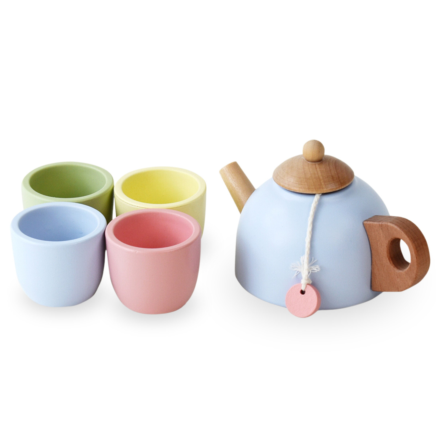 Koka tējas piederumu komplekts ar paplāti - 7 gab