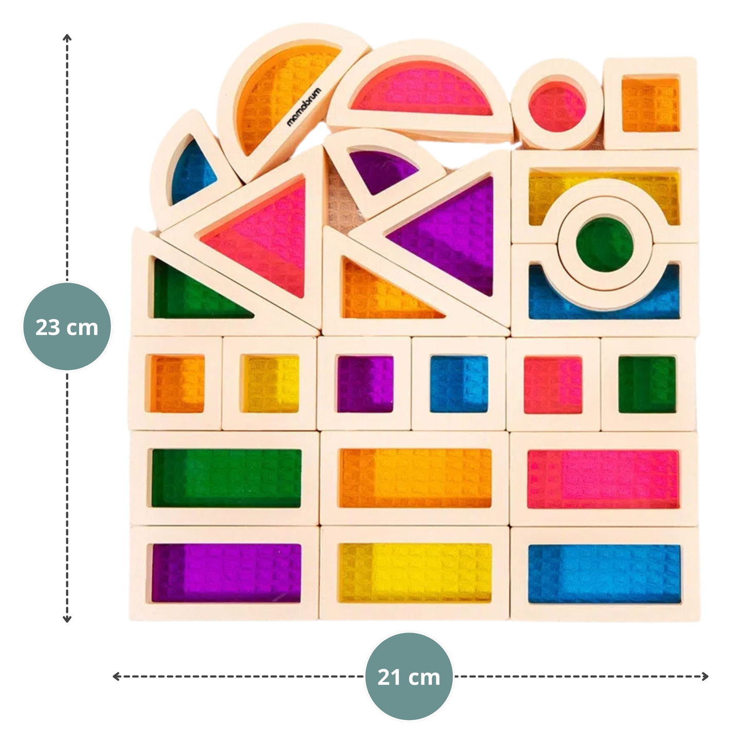 Varavīksnes koka klucīši - 25 elementi