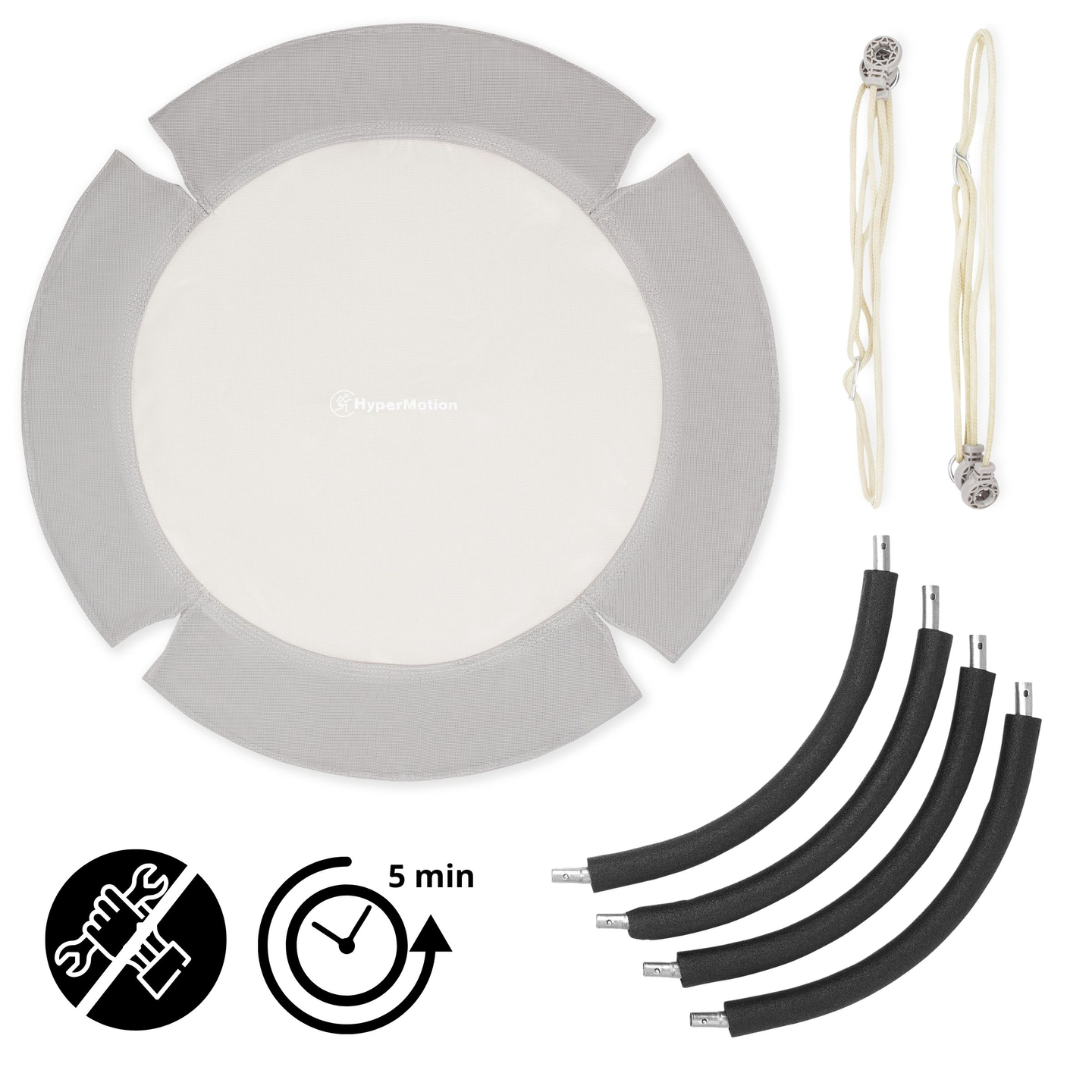 HyperMotion stārķa ligzdas šūpoles - 100 cm diametrs, pelēkā krāsā