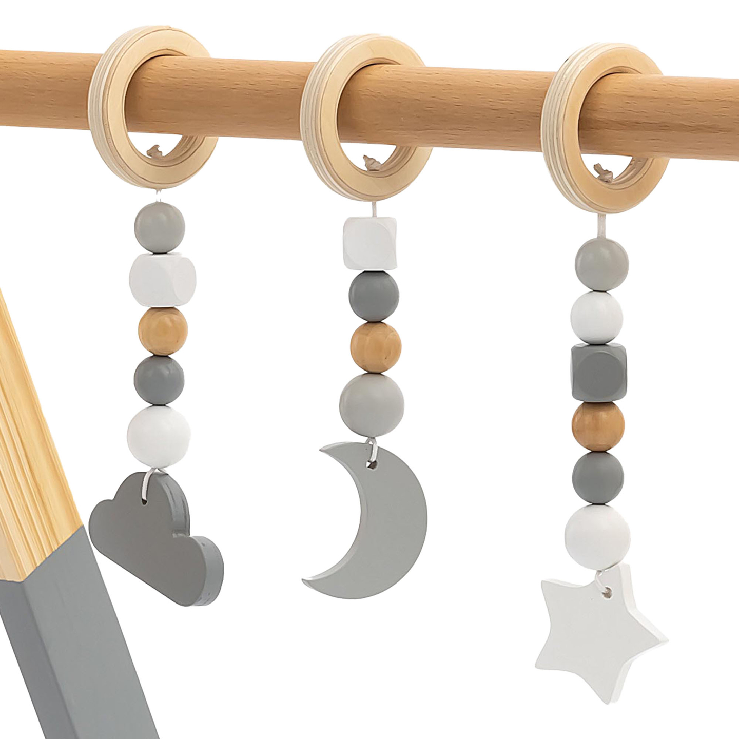 Baby Gym koka mācību stends - pelēka krāsa