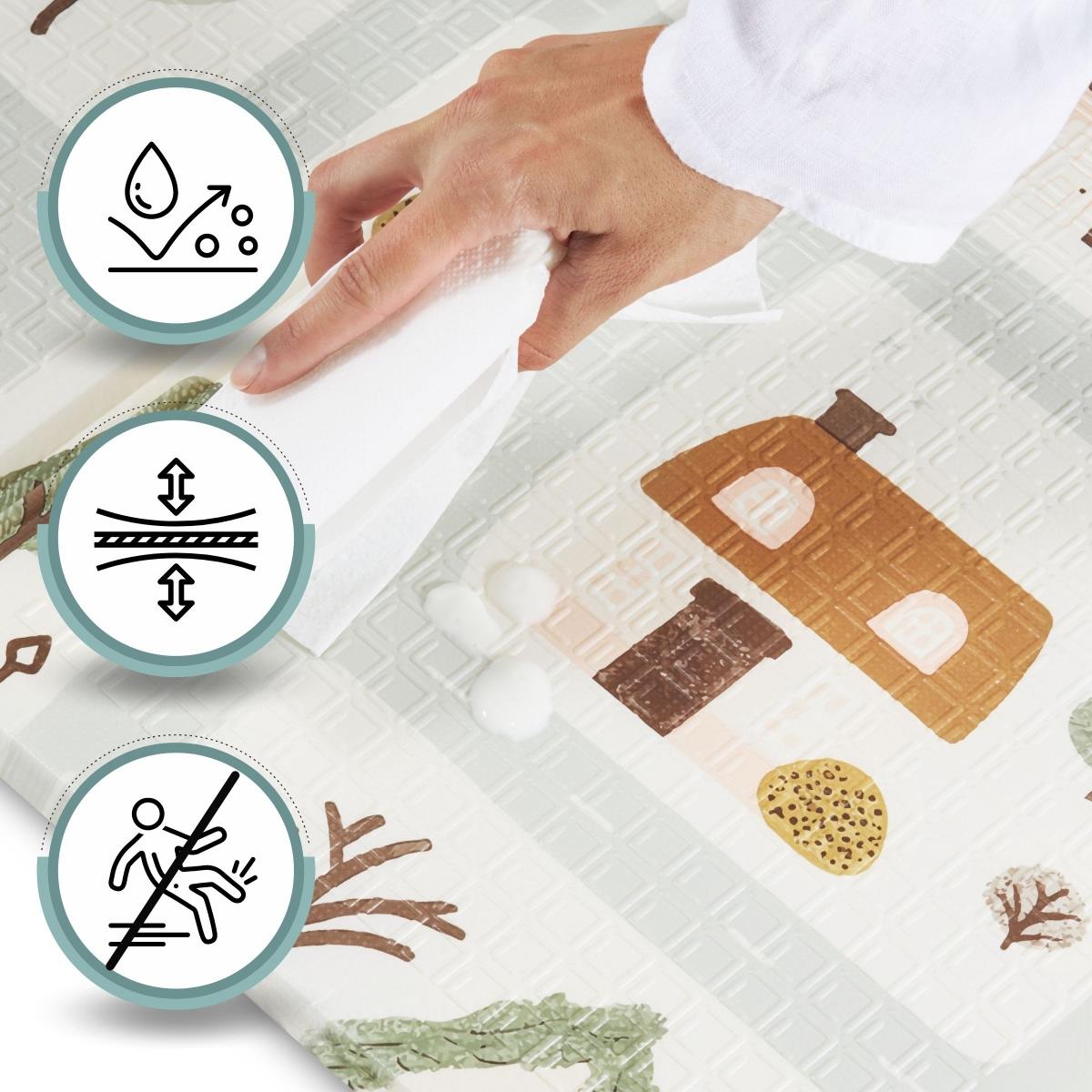 Abpusēji salokāms putuplasta paklājiņš 180 x 120 x 1cm - Charming Town/Sand Beige