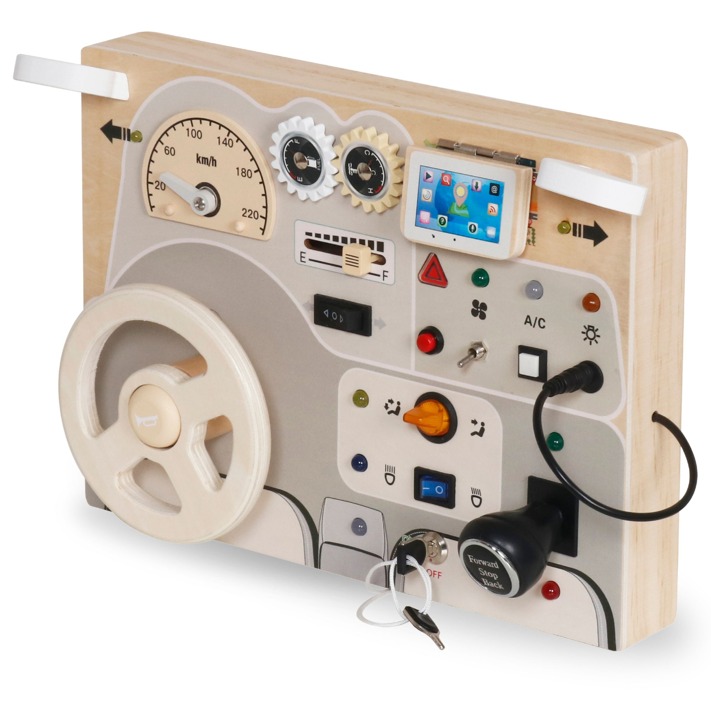 Montessori koka spēļu dēlis maziem bērniem - automašīnas instrumentu panelis