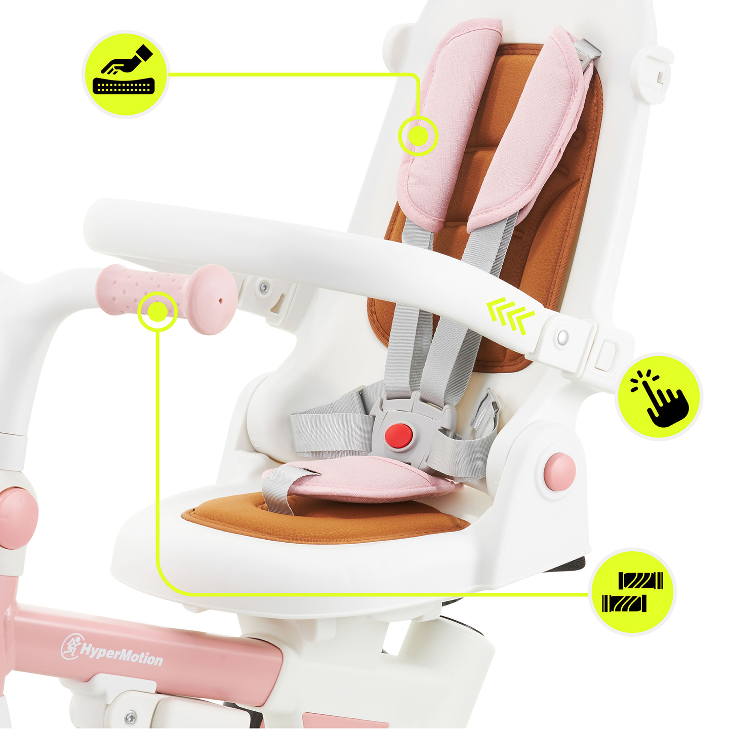 8in1 daudzfunkcionāls trīsritenis TOBI FOREST - rozā krāsā