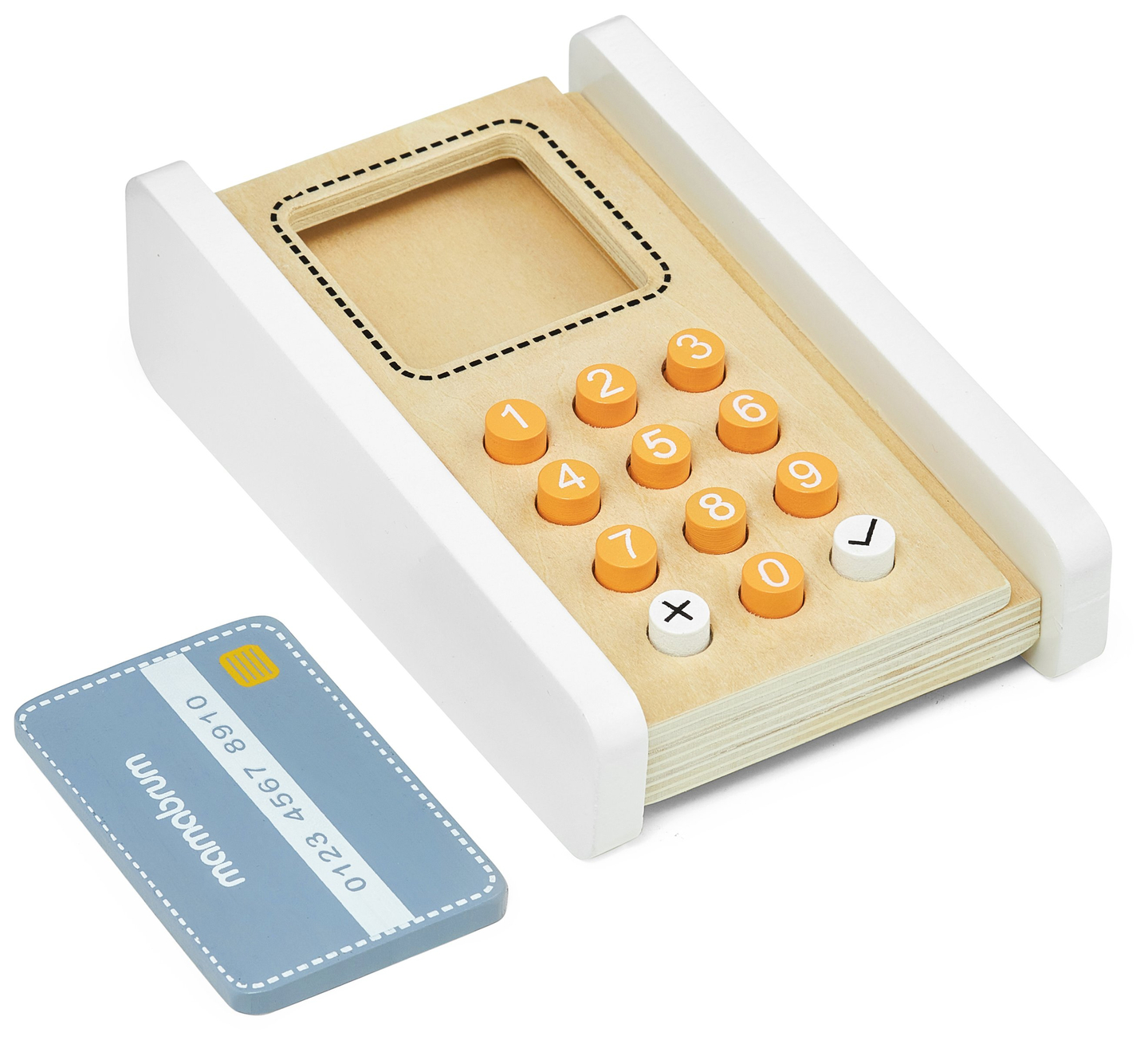 Mini tirdziņš - veikals ar svariem, terminālu, maksājumu karti un augļiem