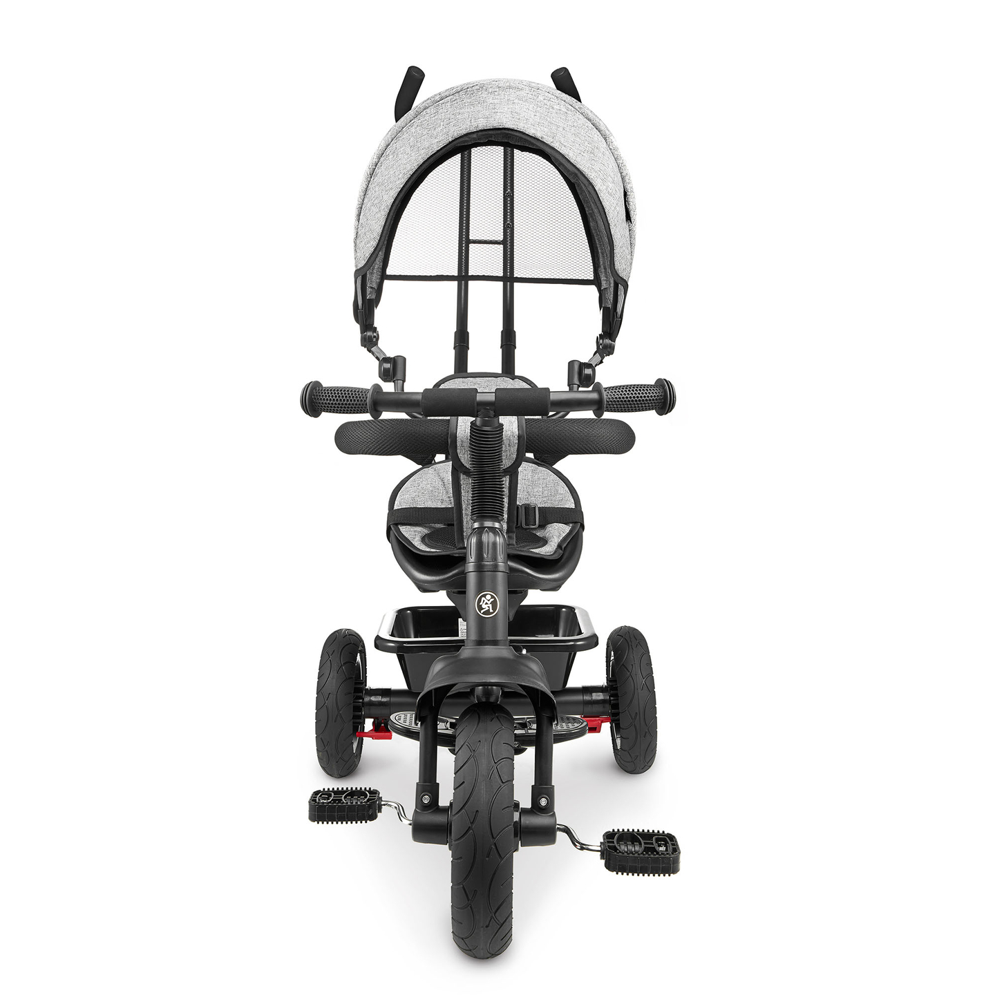 Tricikls bērniem no 1 līdz 4 gadiem - TOBI FREY - pelēka krāsa - grozāms - sūkņa riteņi + stūmējs