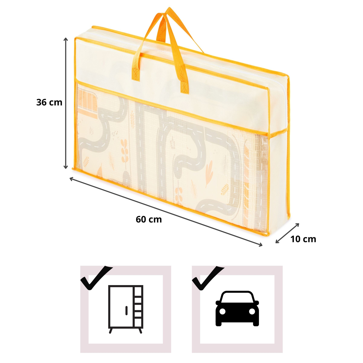 Divpusējs salokāms putuplasta paklājiņš 180 x 120 x 1cm - Magic Forest/Autumn Streets - boho